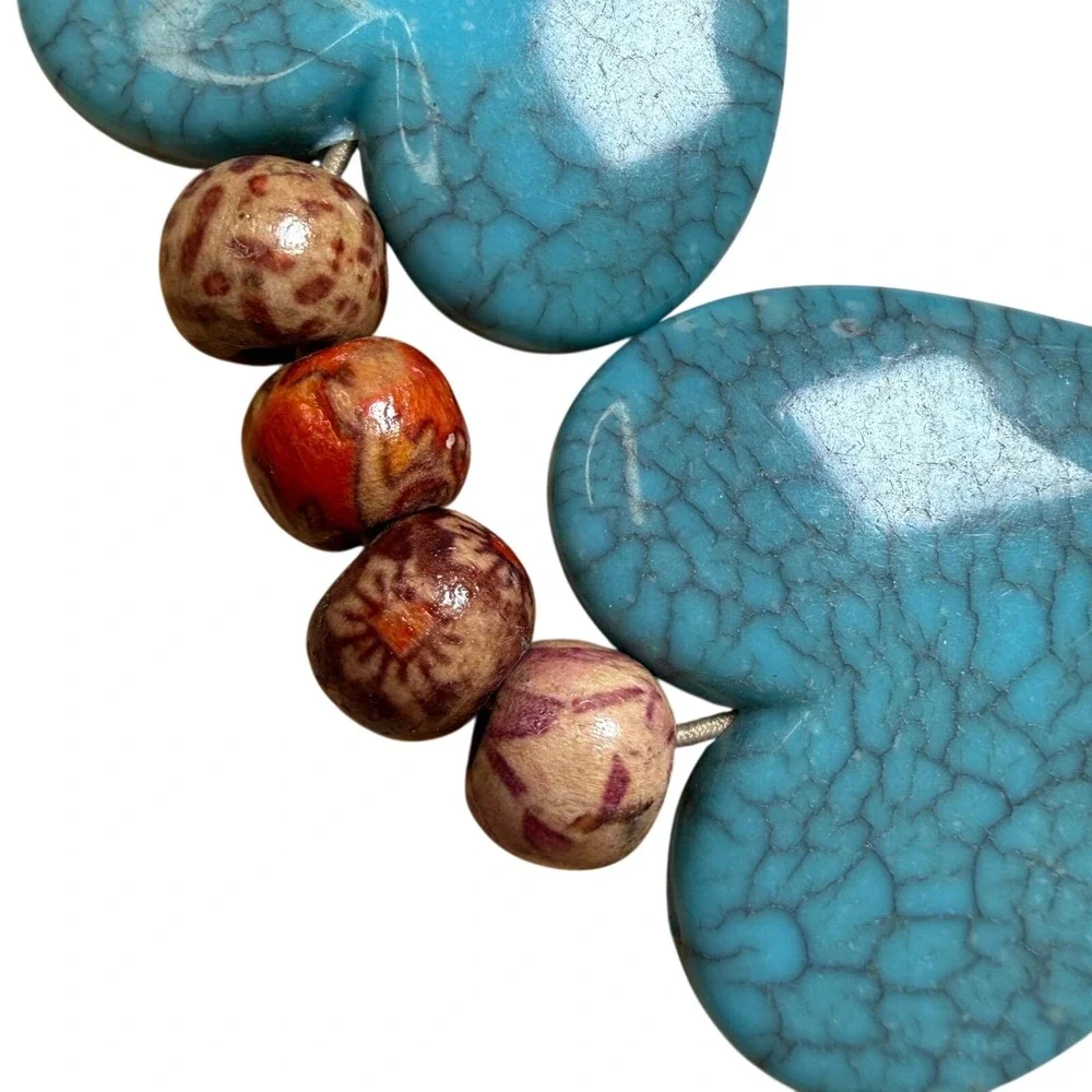 Heart Jewelry Set Turquoise Wood Boho‎ Southwestern Eclectic